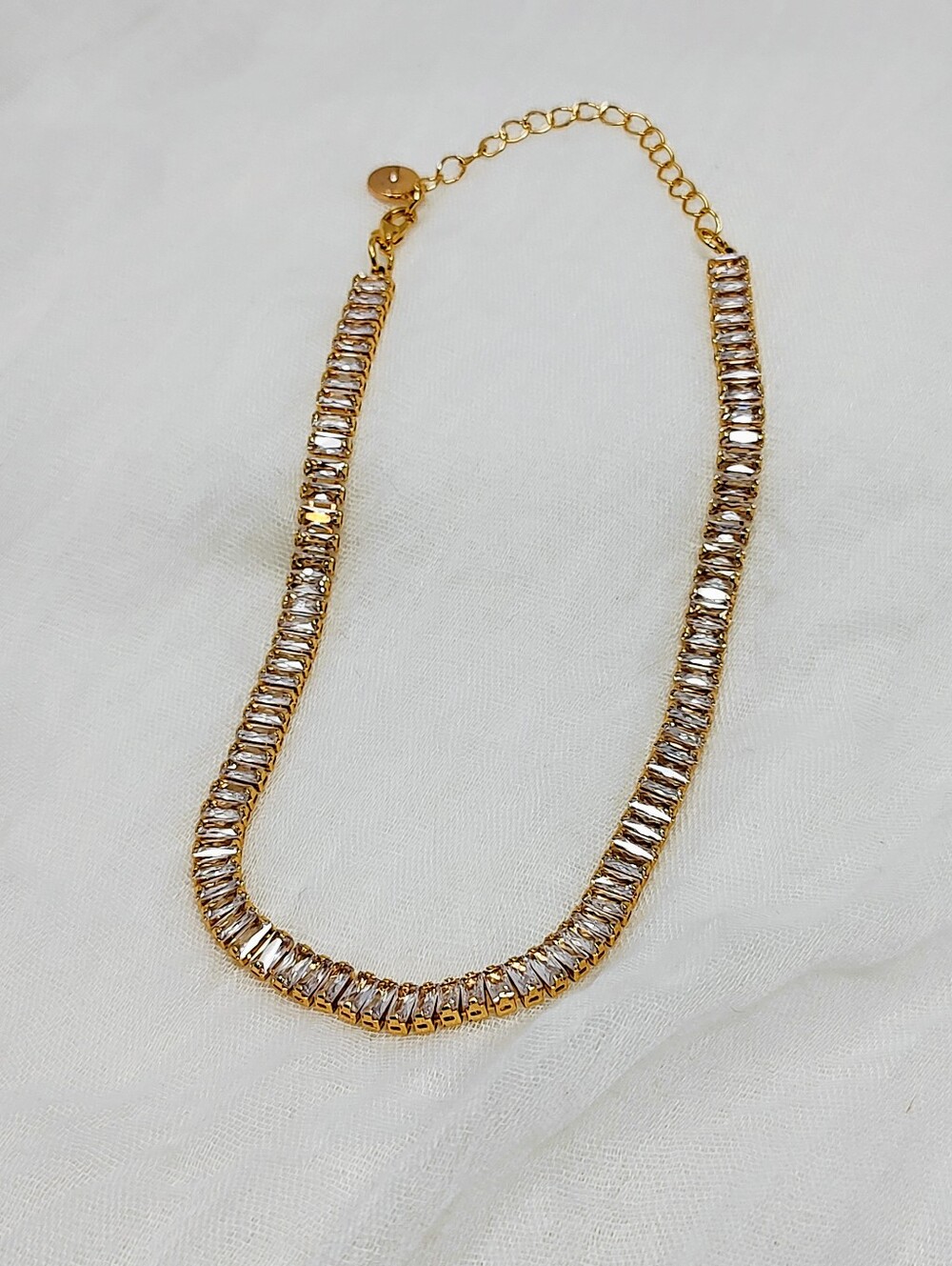 Piper K Adjustable Preppy Gold Crystal Tennis Necklace - Women's Jewelry